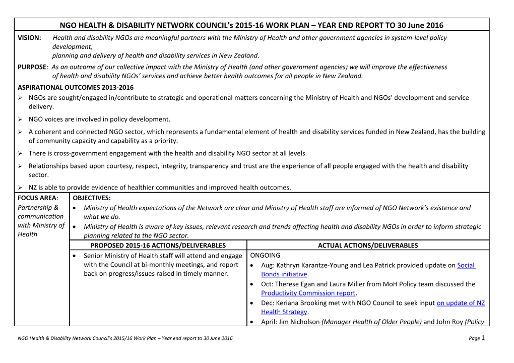 Ministry of Health Expectations of the Network Are Clear and Ministry of Health Staff