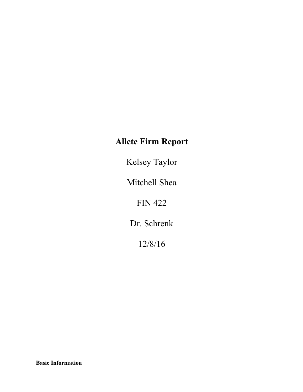 Allete Firm Report