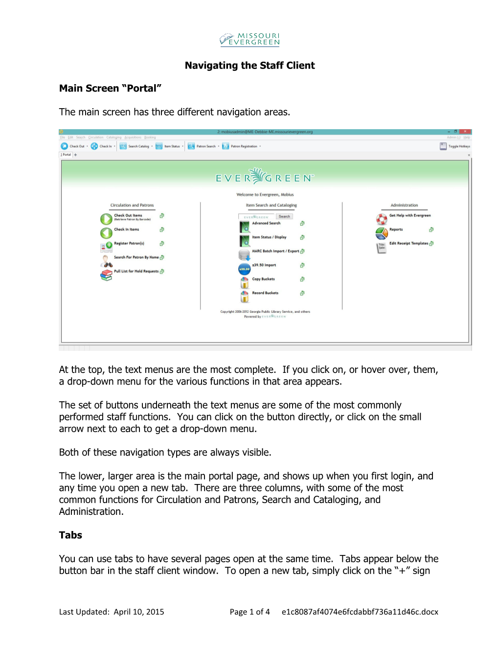 Navigating the Staff Client