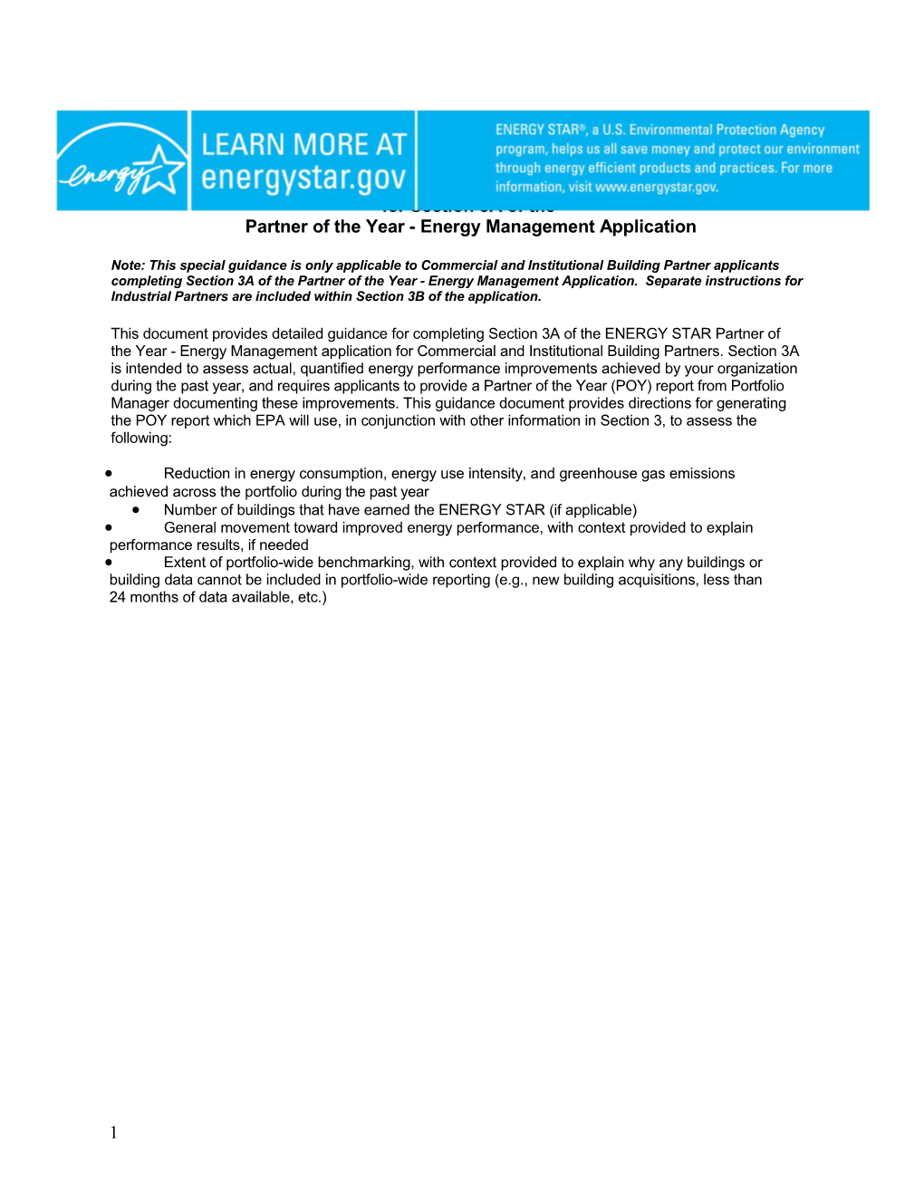 Supplemental Guidance Document for Section 3A of the Partner of the Year - Energy Management