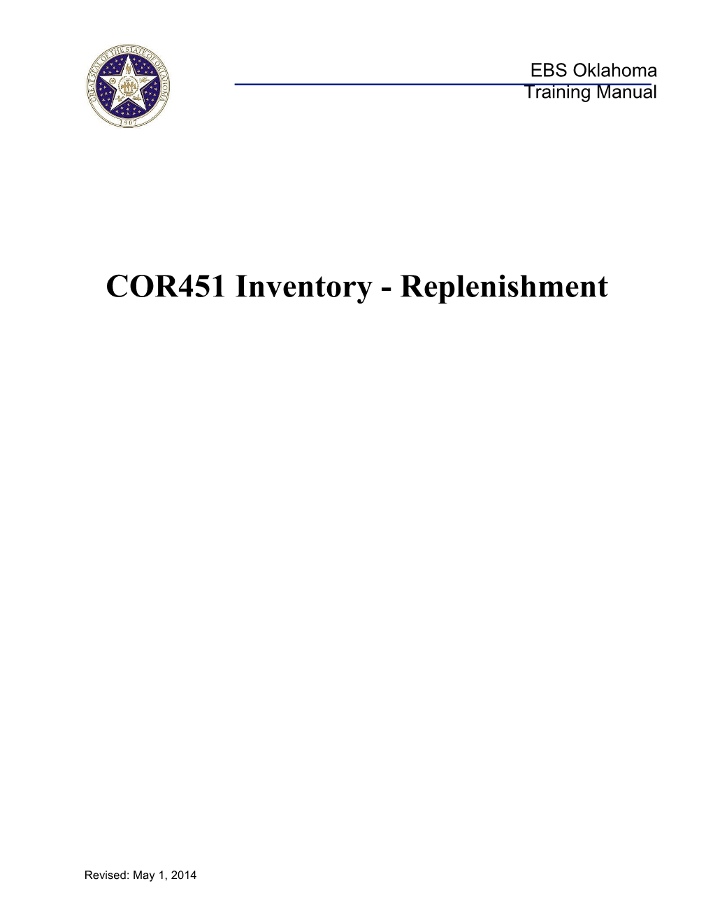 COR451 Inventory - Replenishment