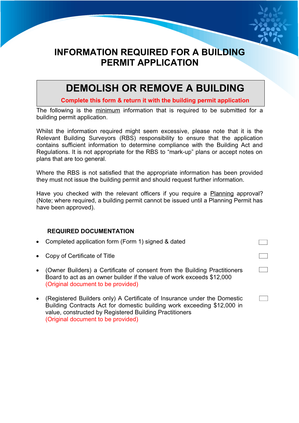 Does Your Application for Building Permit Include the Following