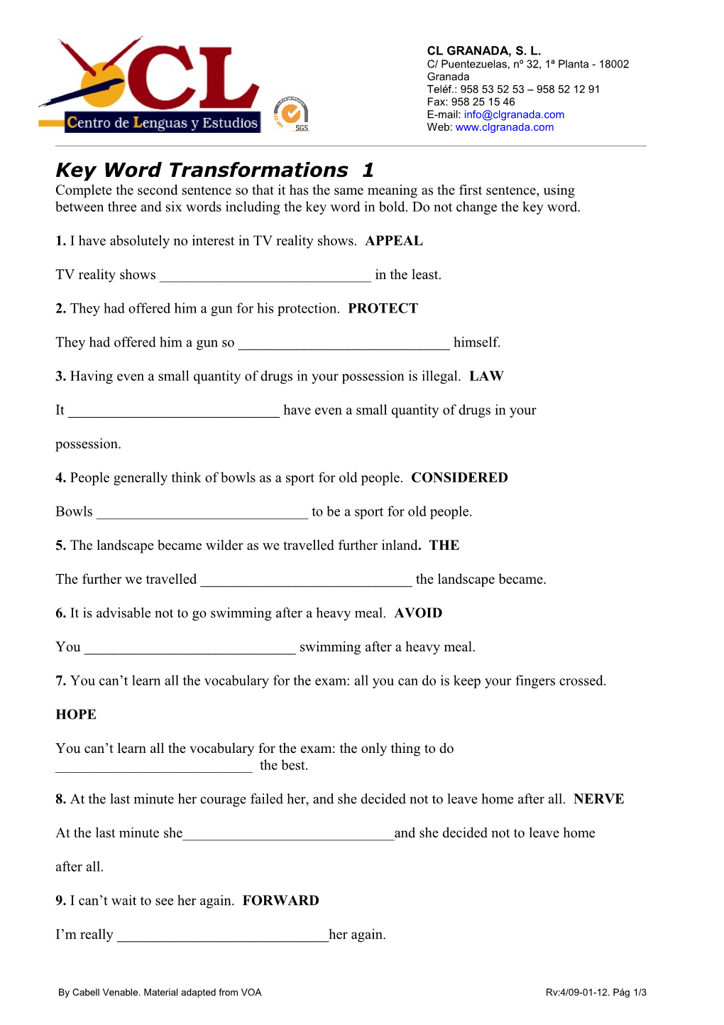 Key Word Transformations 1
