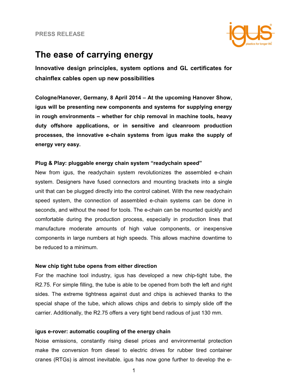 The Ease of Carrying Energy