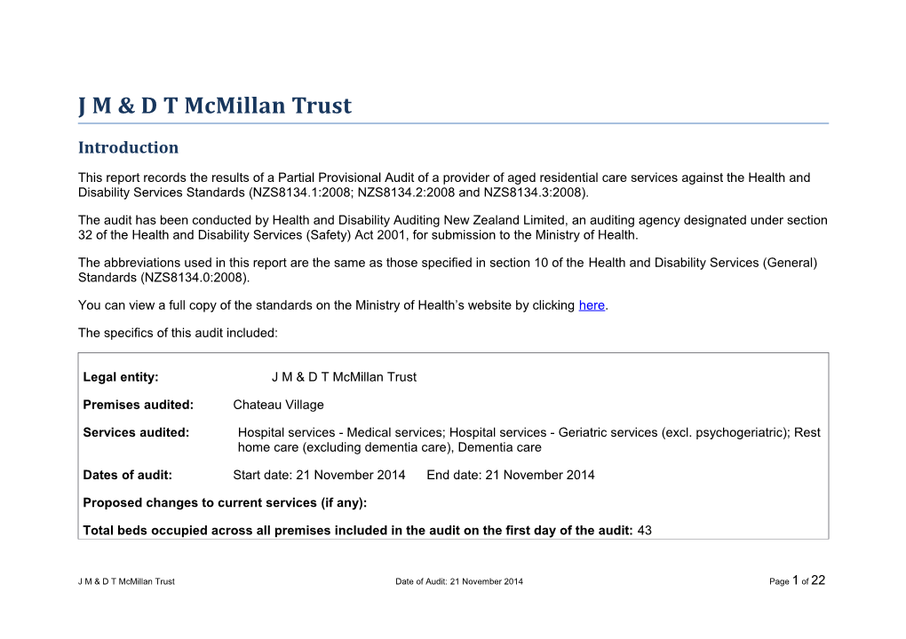 J M & D T Mcmillan Trust