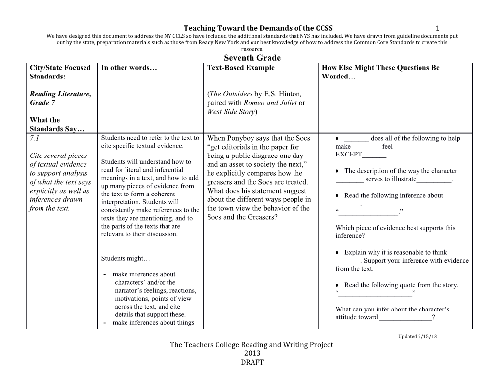 Teaching Toward the Demands of the CCSS 1