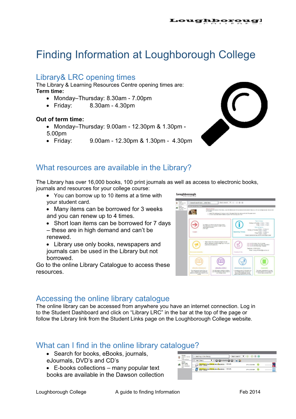 Finding Information at Loughborough College