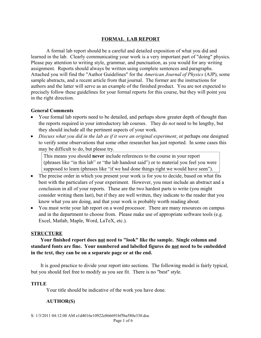 Moelter Formal Lab Reportpage 1 of 6