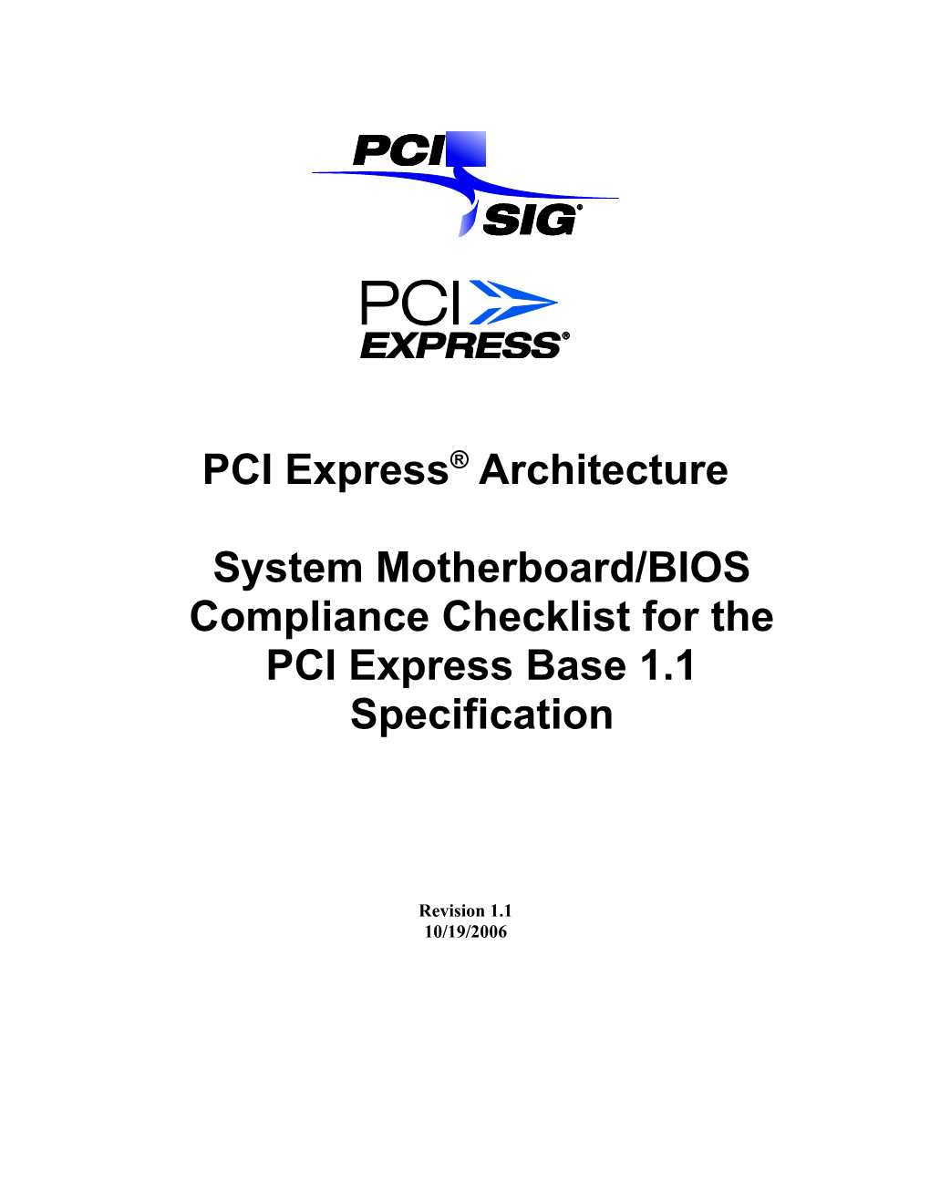 PCI Express Architecturesystem Motherboard/Bioscompliance Checklist for Thepci Express