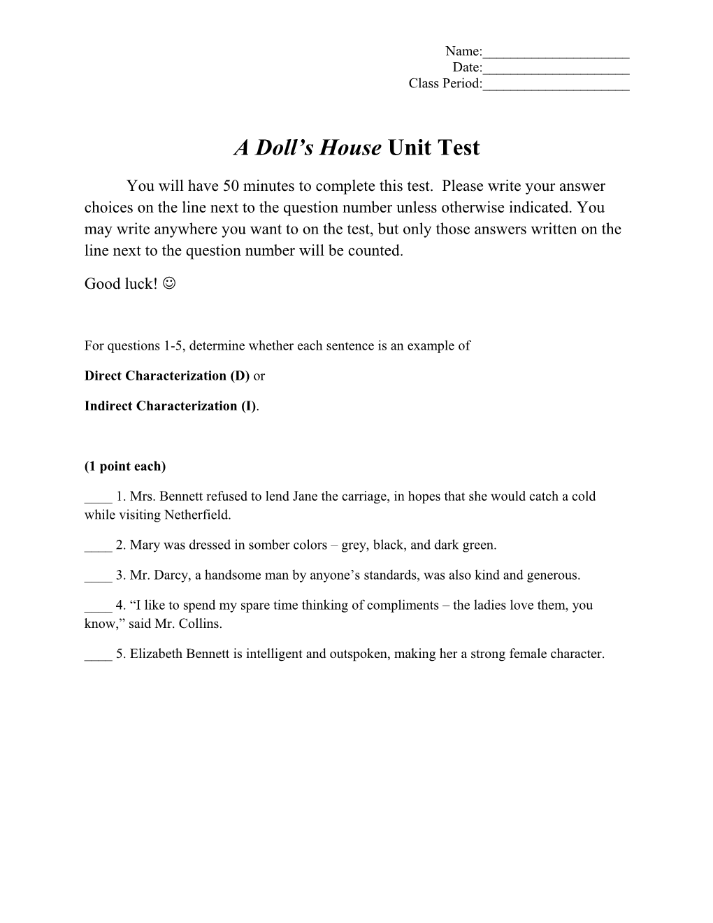 A Doll S House Unit Test