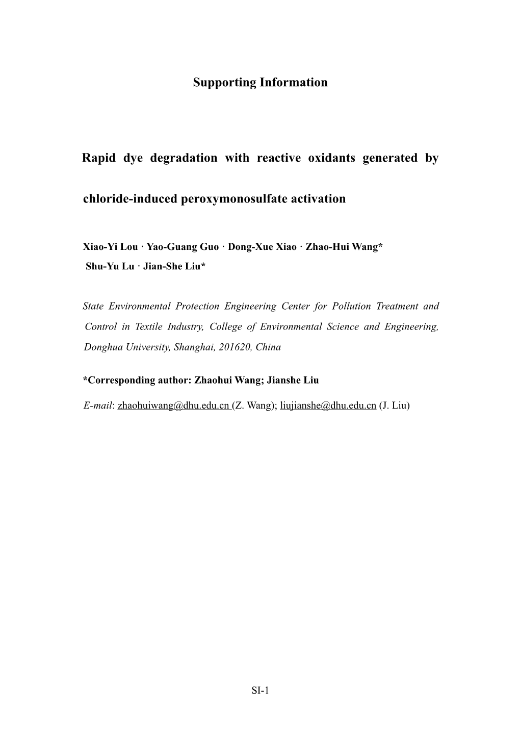 Kinetics and Mechanism of the Co(II)-Independent Decoloration of Rhodamine B By