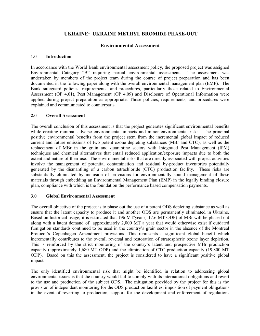 Ukraine: Ukraine Methyl Bromide Phase-Out