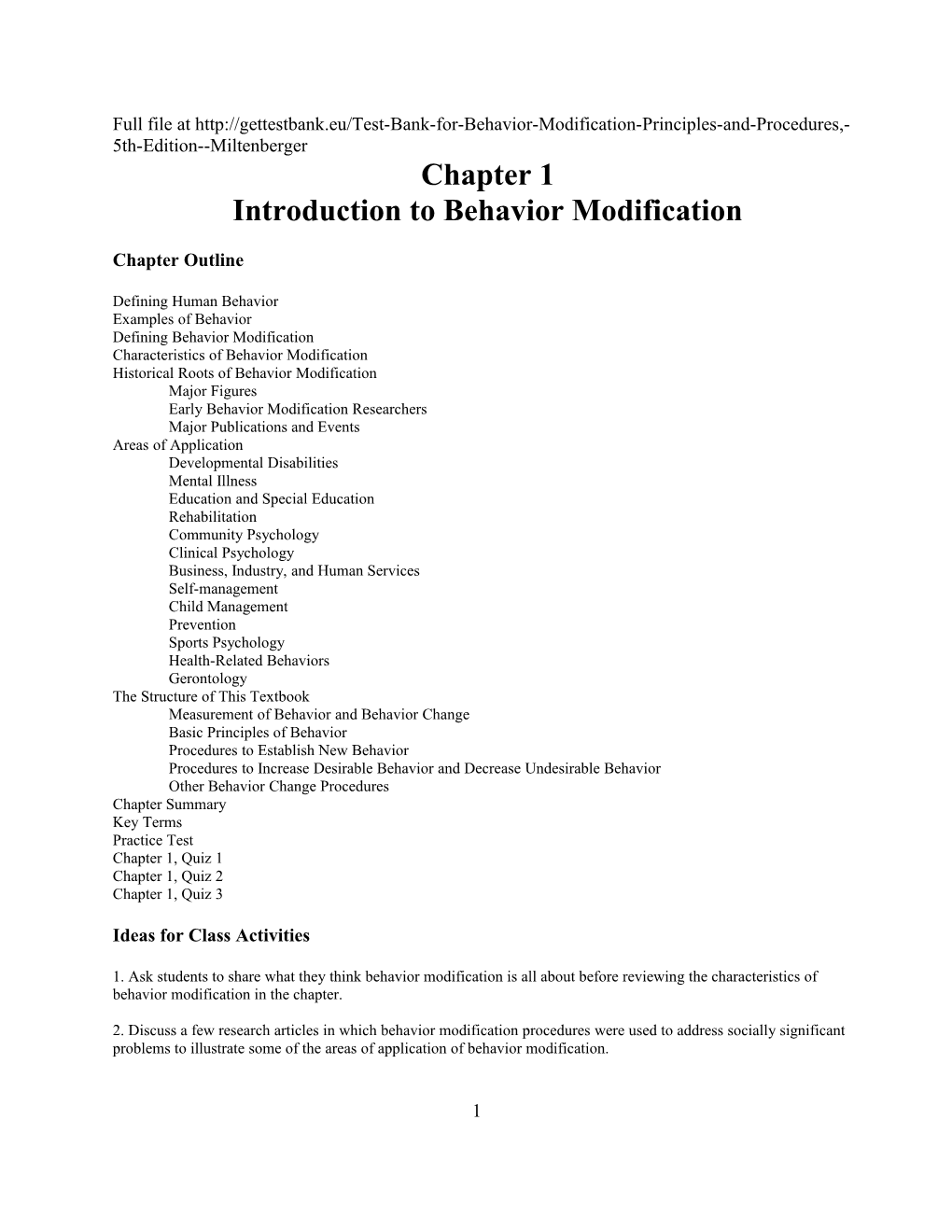 Introduction to Behavior Modification