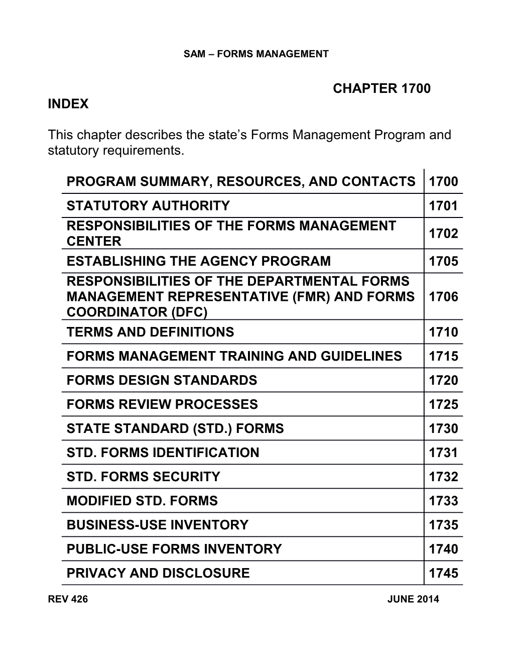 This Chapter Describes the State S Forms Management Program and Statutory Requirements