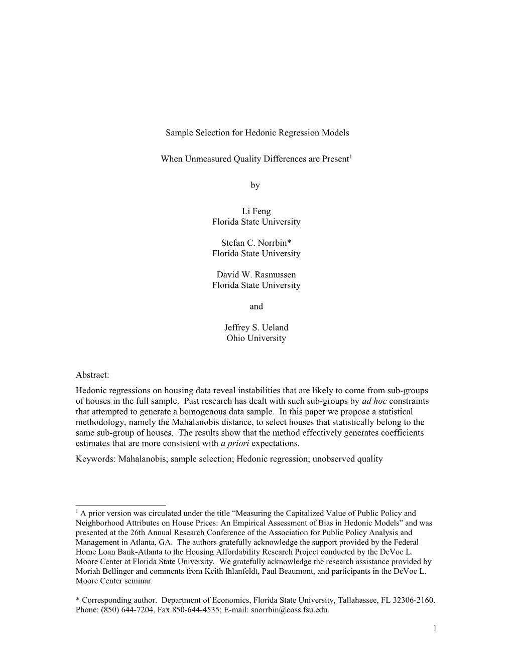 Sample Selection for Hedonic Regression Models