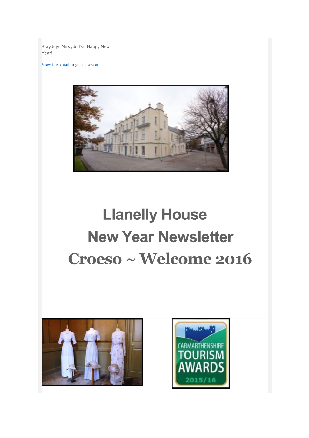 Llanelly Housenew Yearnewslettercroeso Welcome 2016