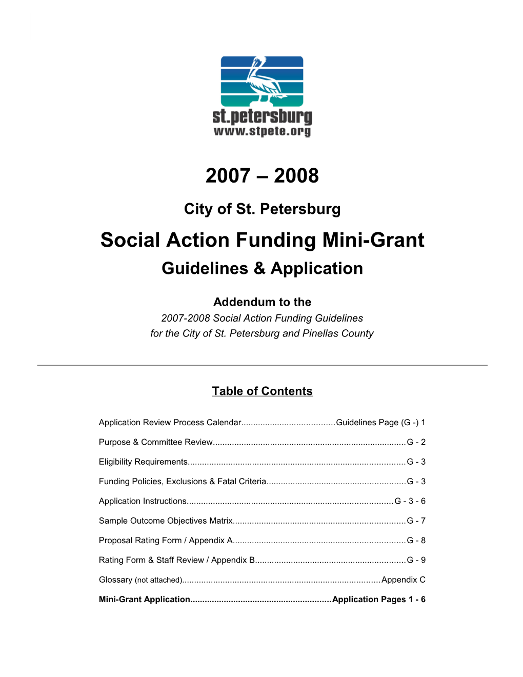 City of St. Petersburg Mini-Grant Guidelines FY 2008 Guidelines Page 1