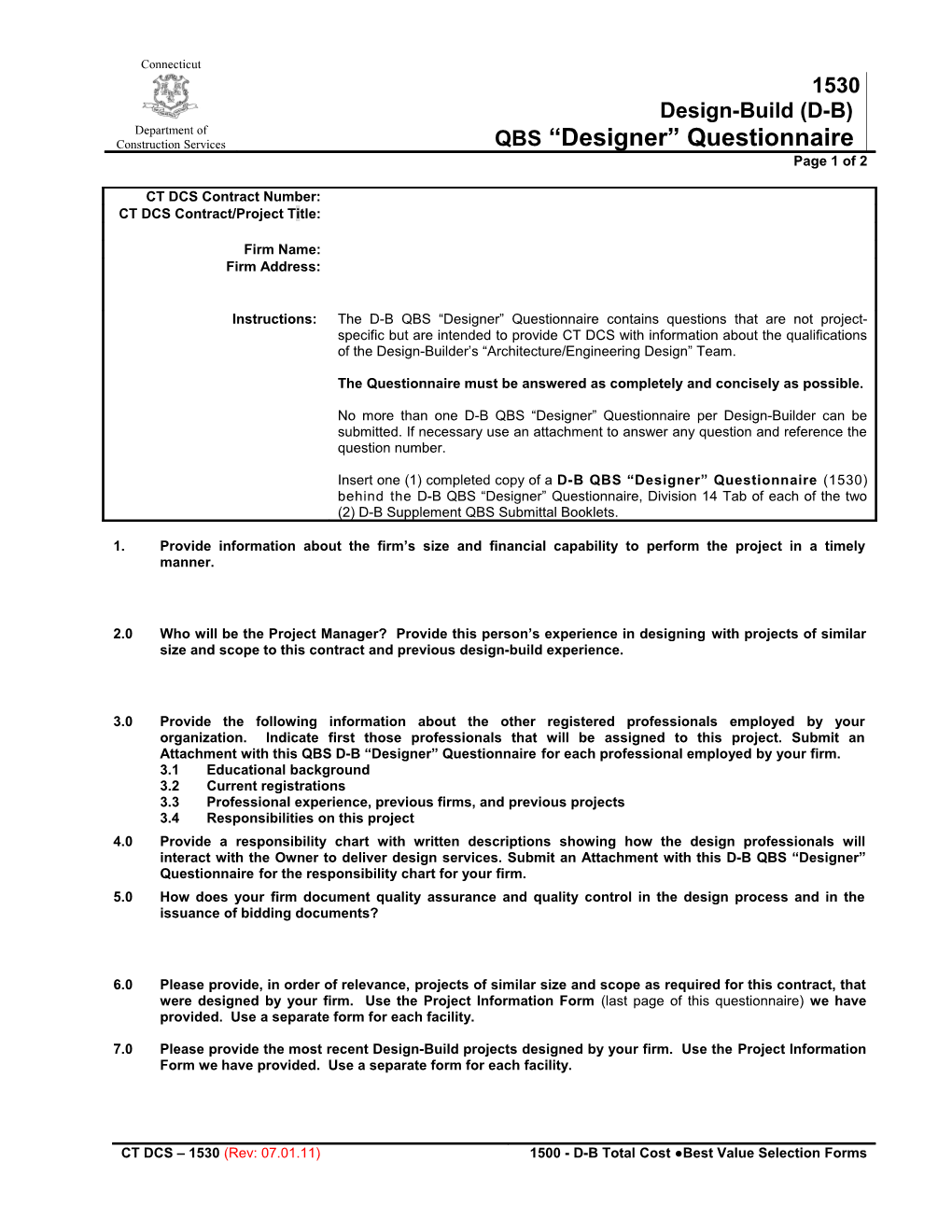 1530 D-B QBS Designer Questionnaire