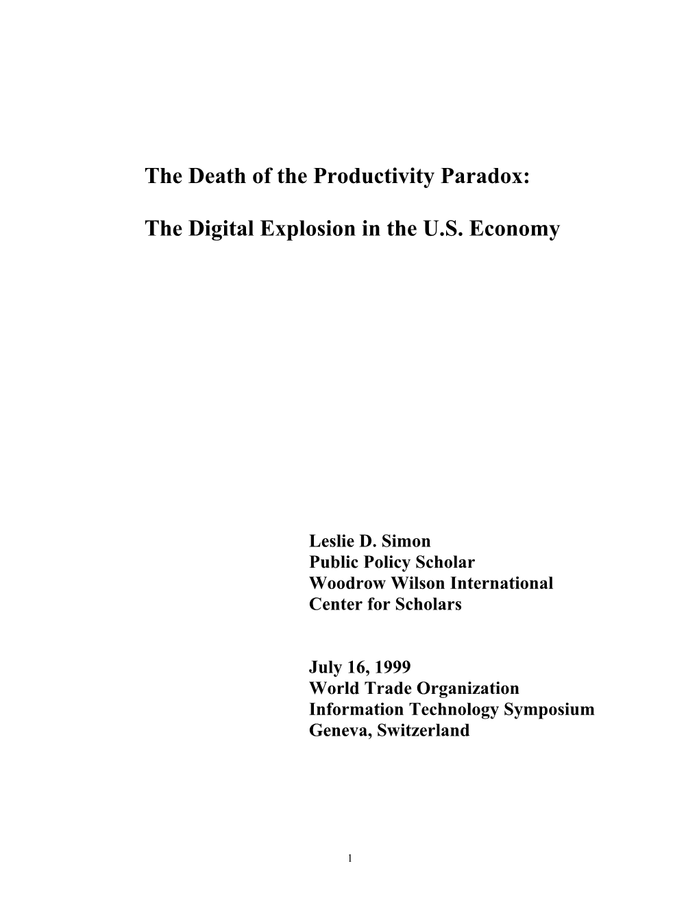 The Death of the Productivity Paradox