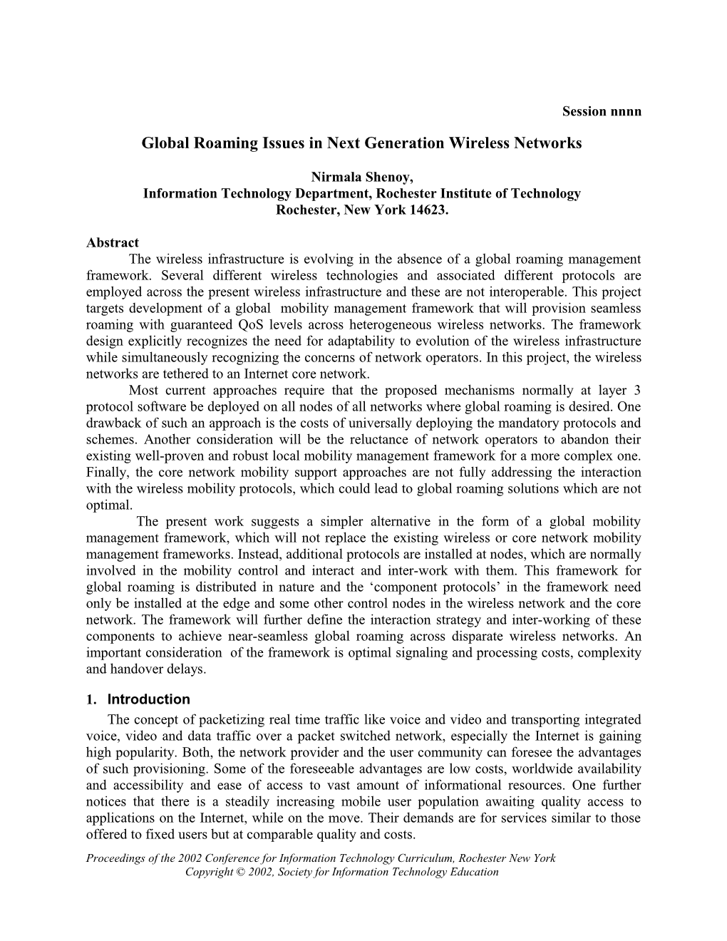 Global Roaming Issues in Next Generation Wireless Networks