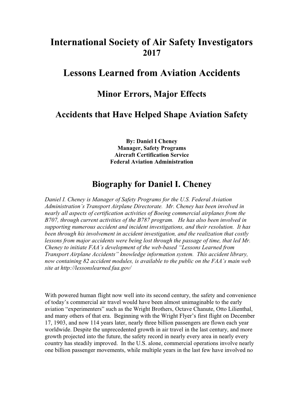 International Society of Air Safety Investigators 2017