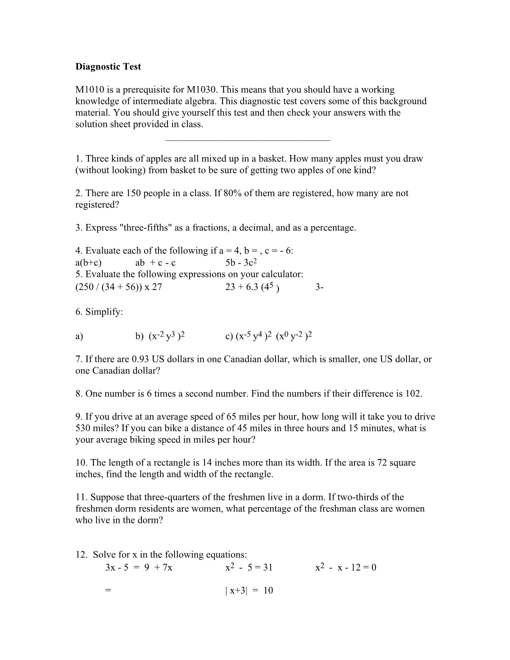 Diagnostic Test