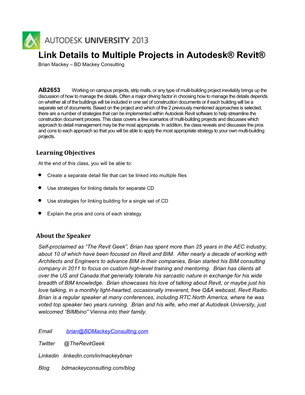 Link Details to Multiple Projects in Autodesk Revit