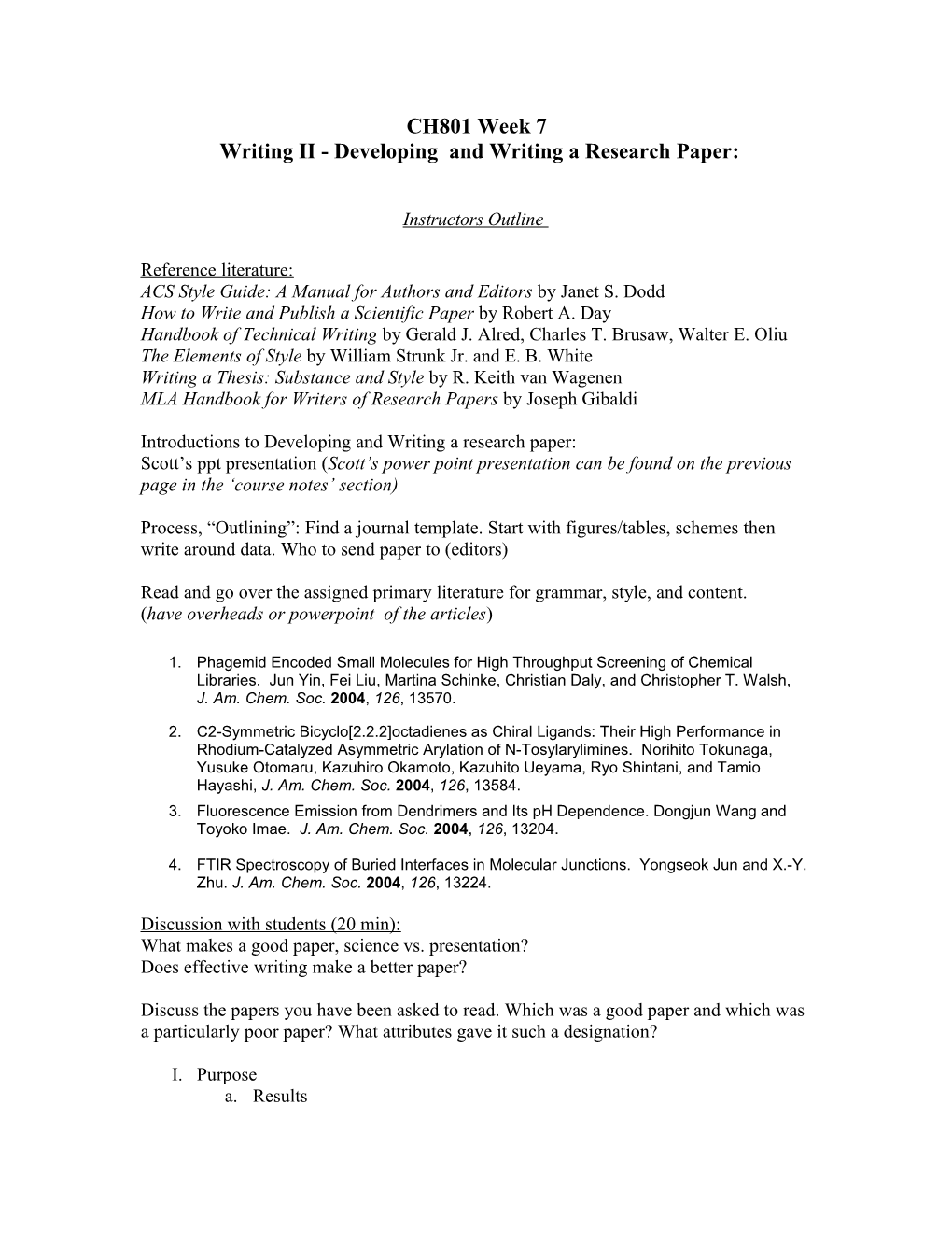 Writing II: Writing a Research Paper
