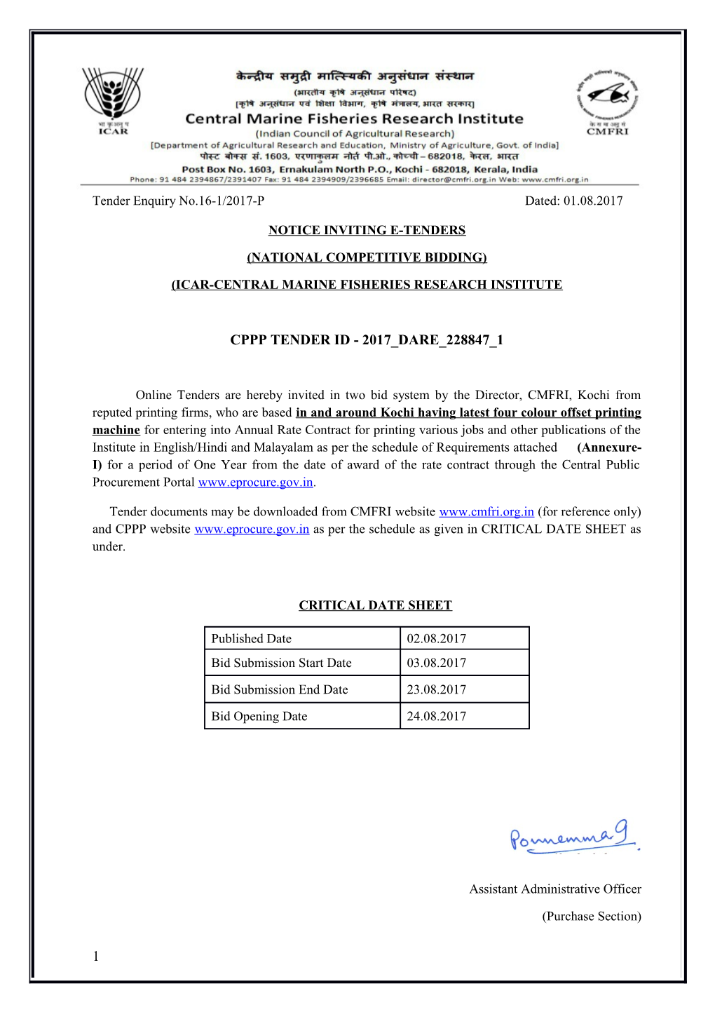 Notice Inviting E-Tenders