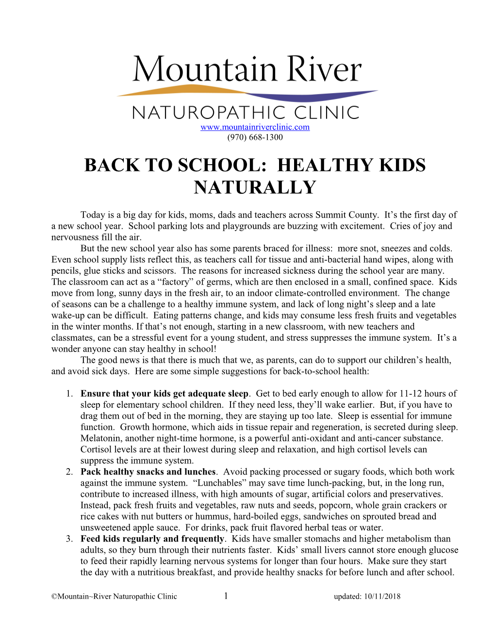 Back to School: Healthy Kids Naturally