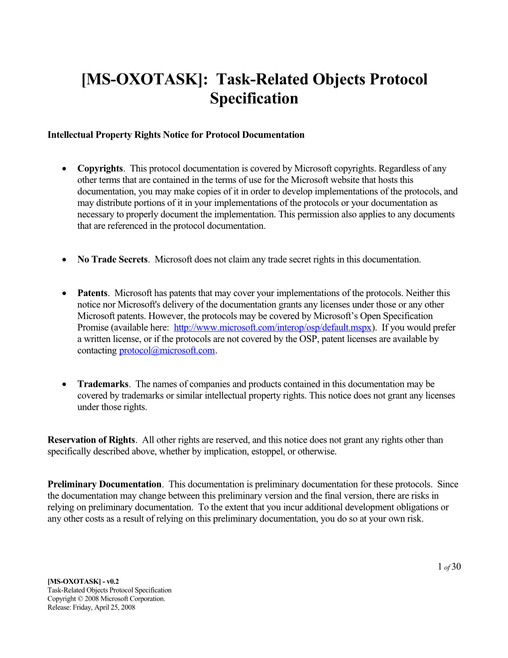 MS-OXOTASK : Task-Related Objects Protocol Specification