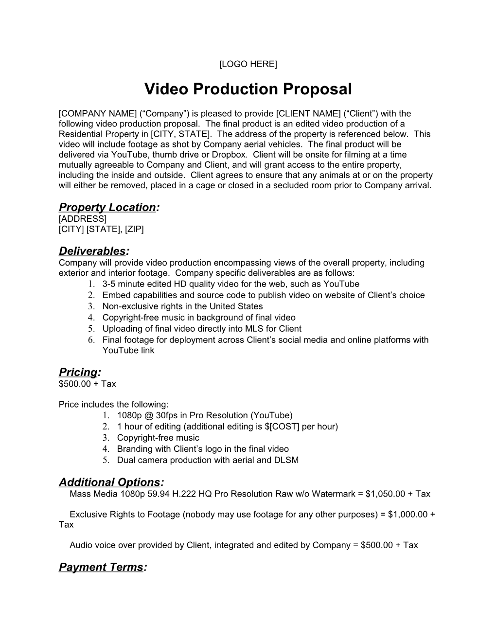 Video Production Proposal