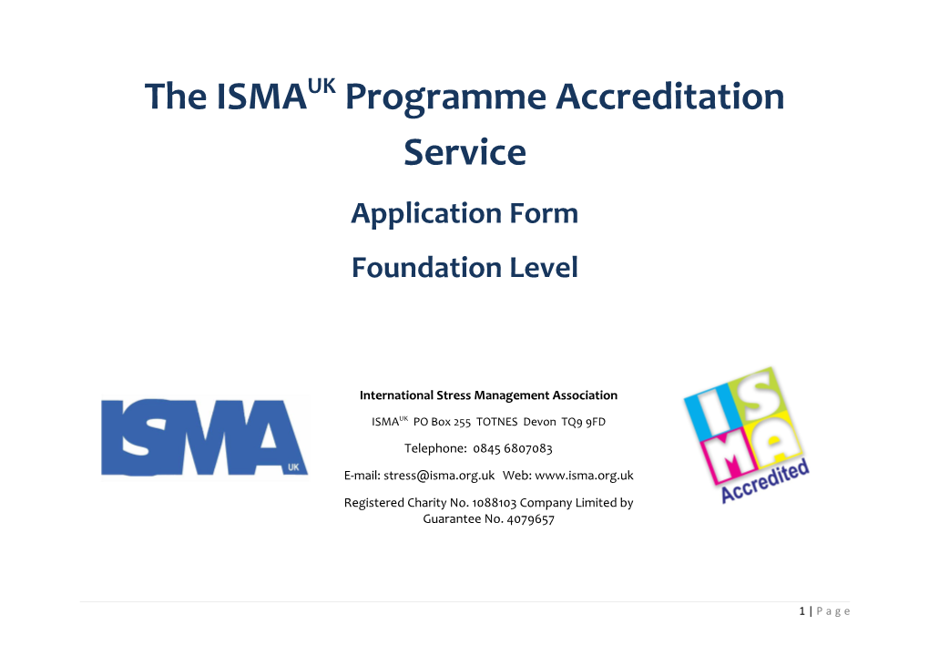 The ISMAUK Programme Accreditation Service