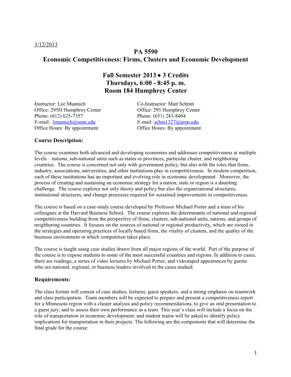Economic Competitiveness: Firms, Clusters and Economic Development