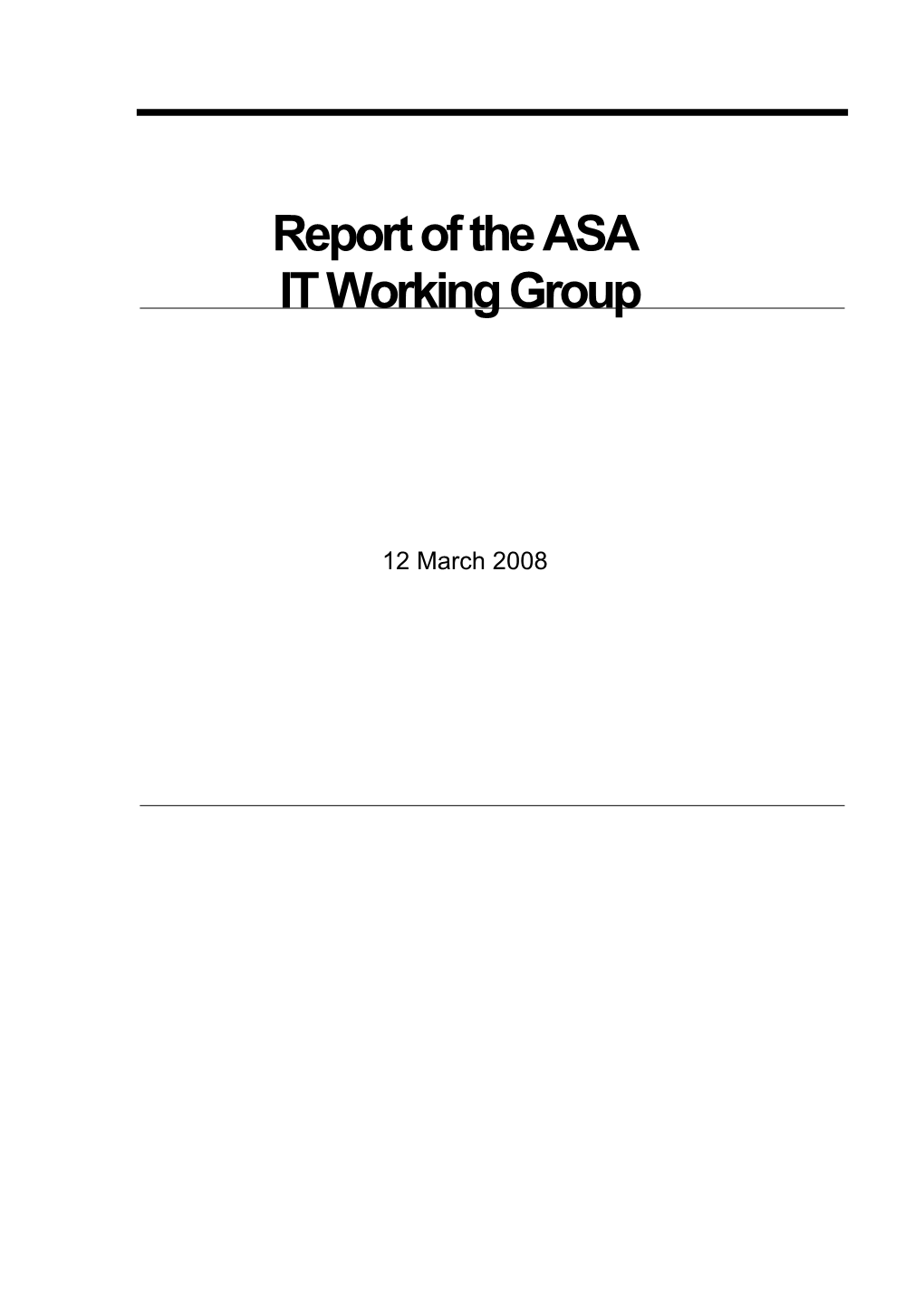 Report of the ASA