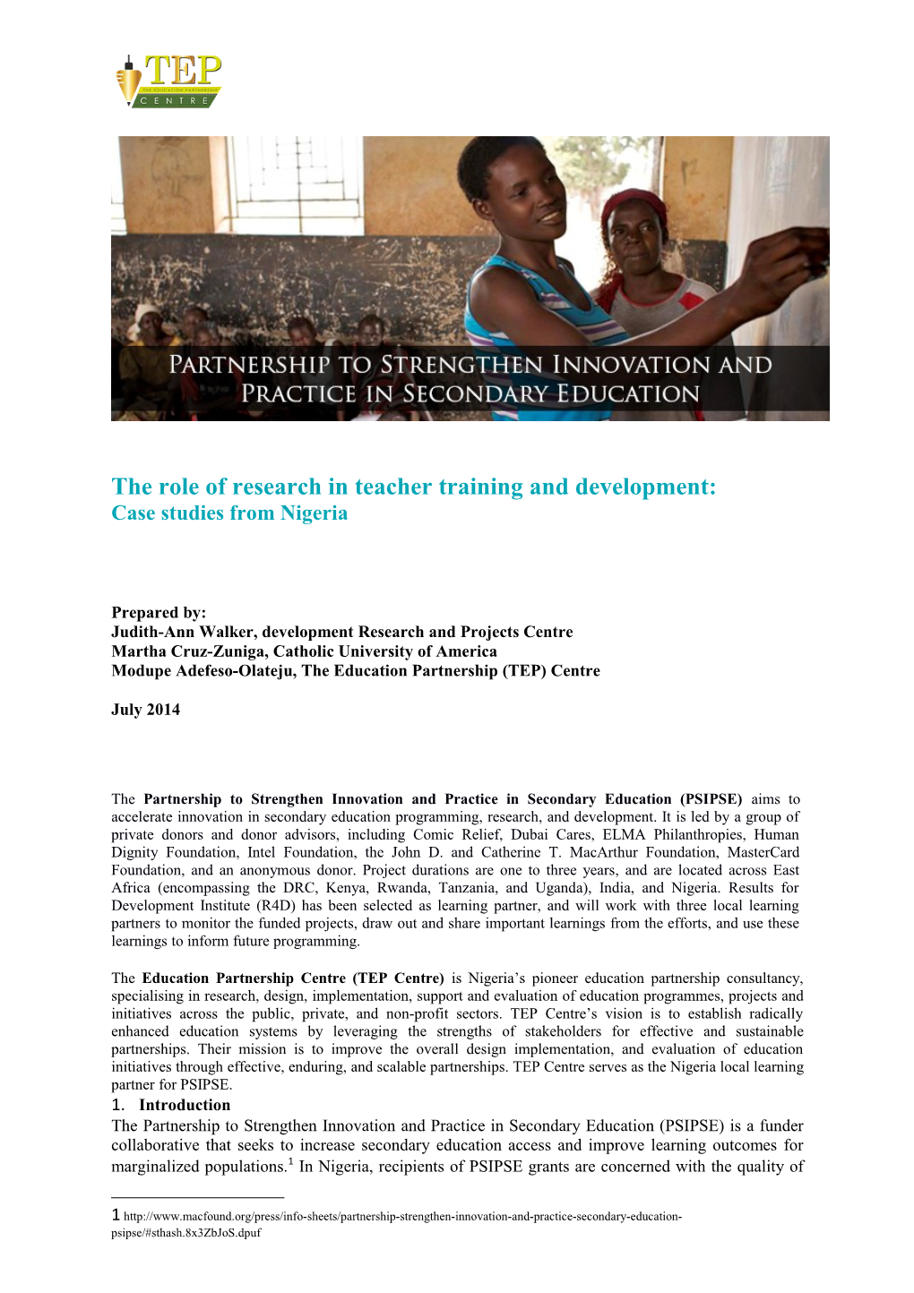 The Role of Research in Teacher Training and Development