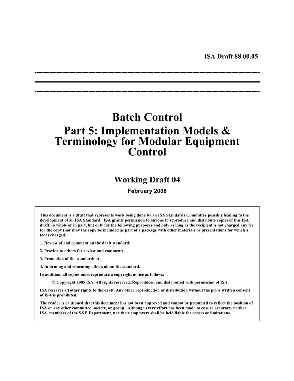 Part 5: Implementation Models & Terminologyfor Modular Equipment Control
