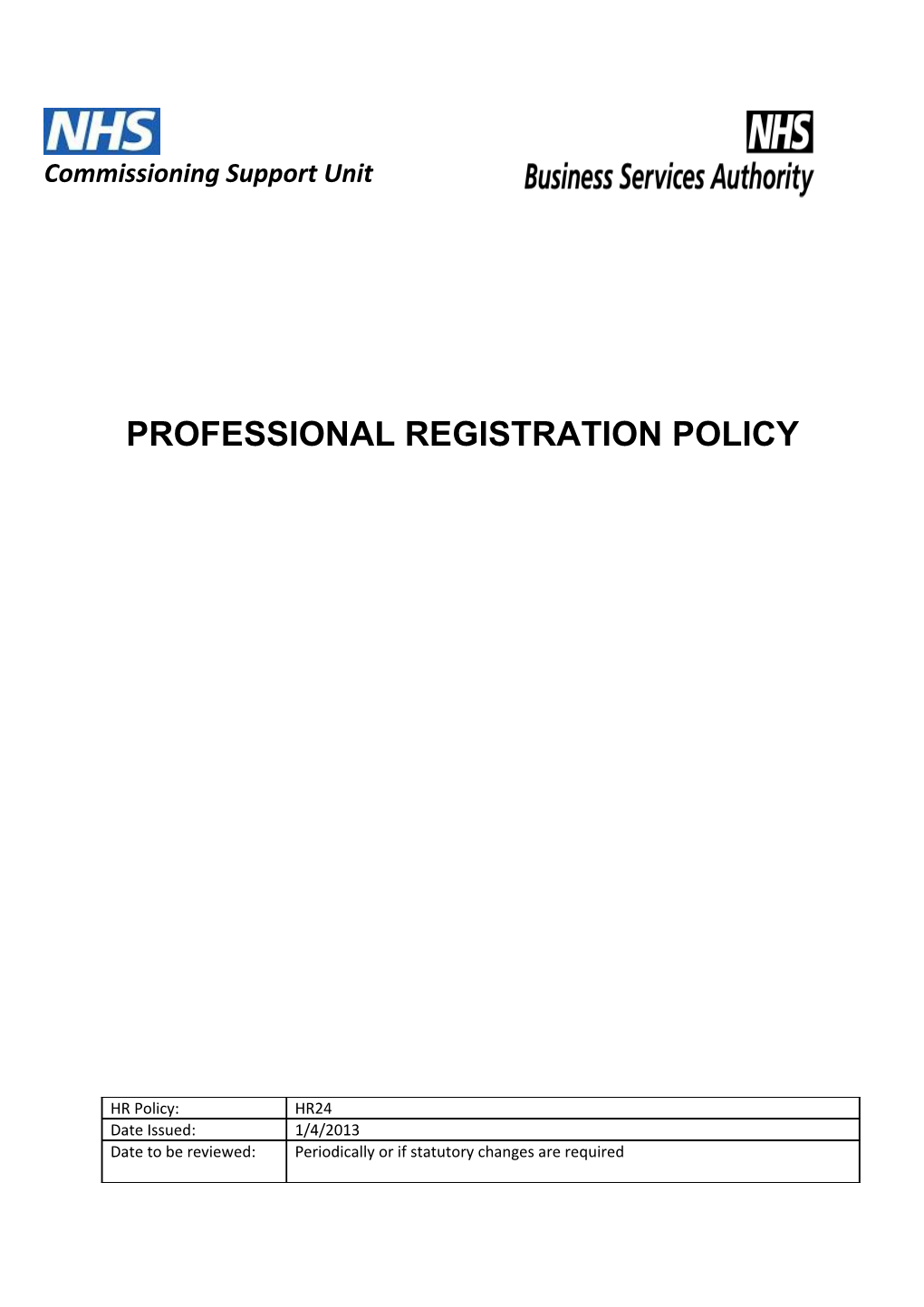 Professional Registration Policy
