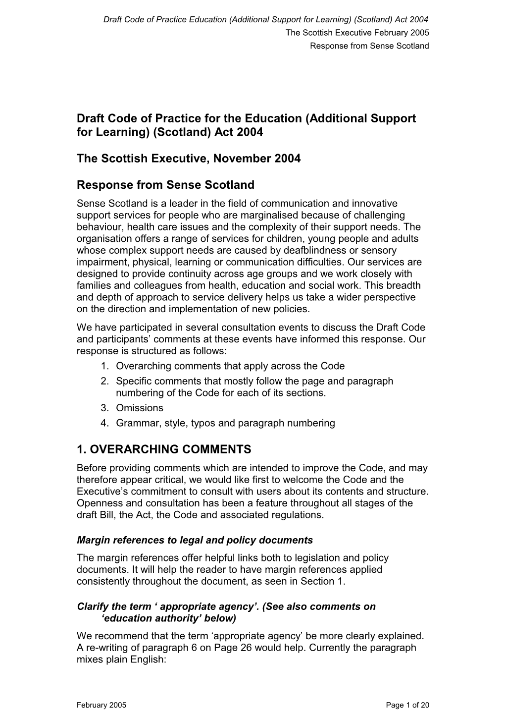 ASL Draft Code Consultation Response