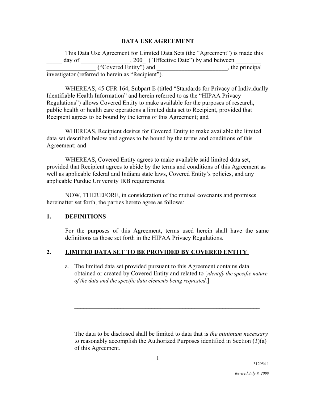 Limited Data Use Agreement