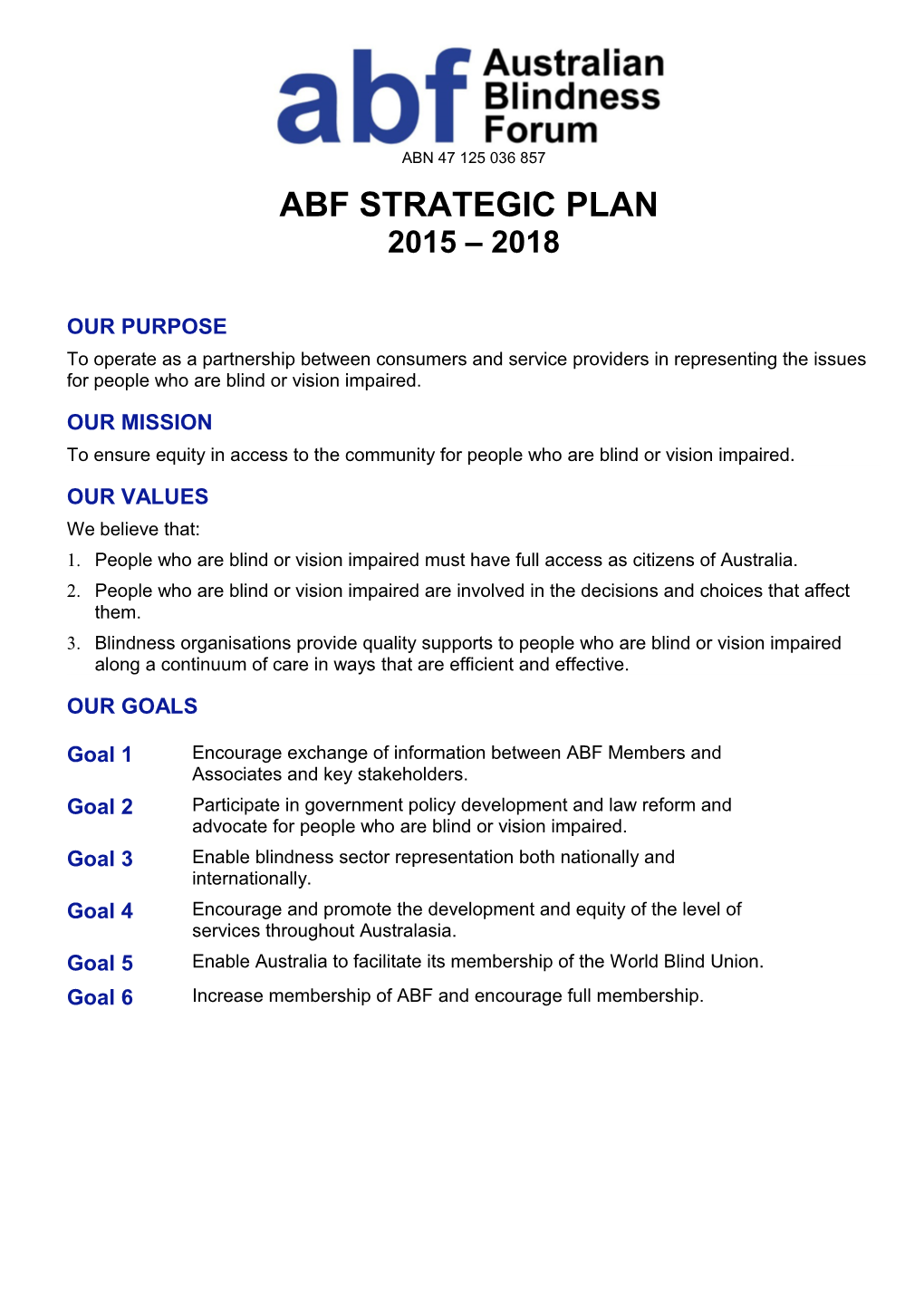 Abf Strategic Plan