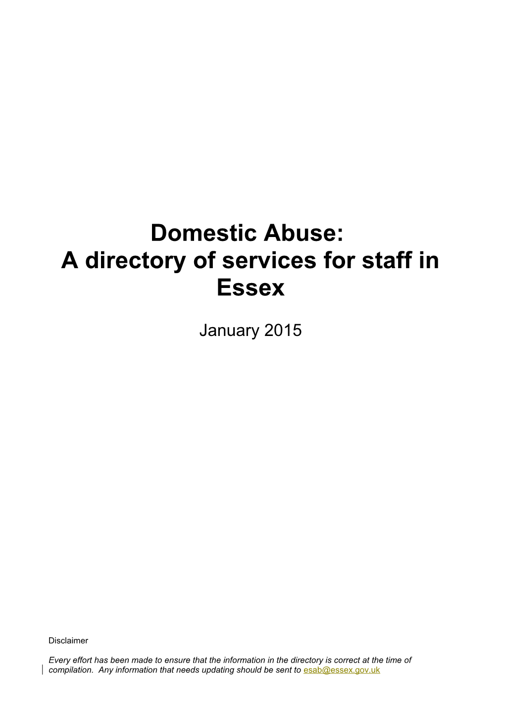 A Directory of Services for Staff in Essex