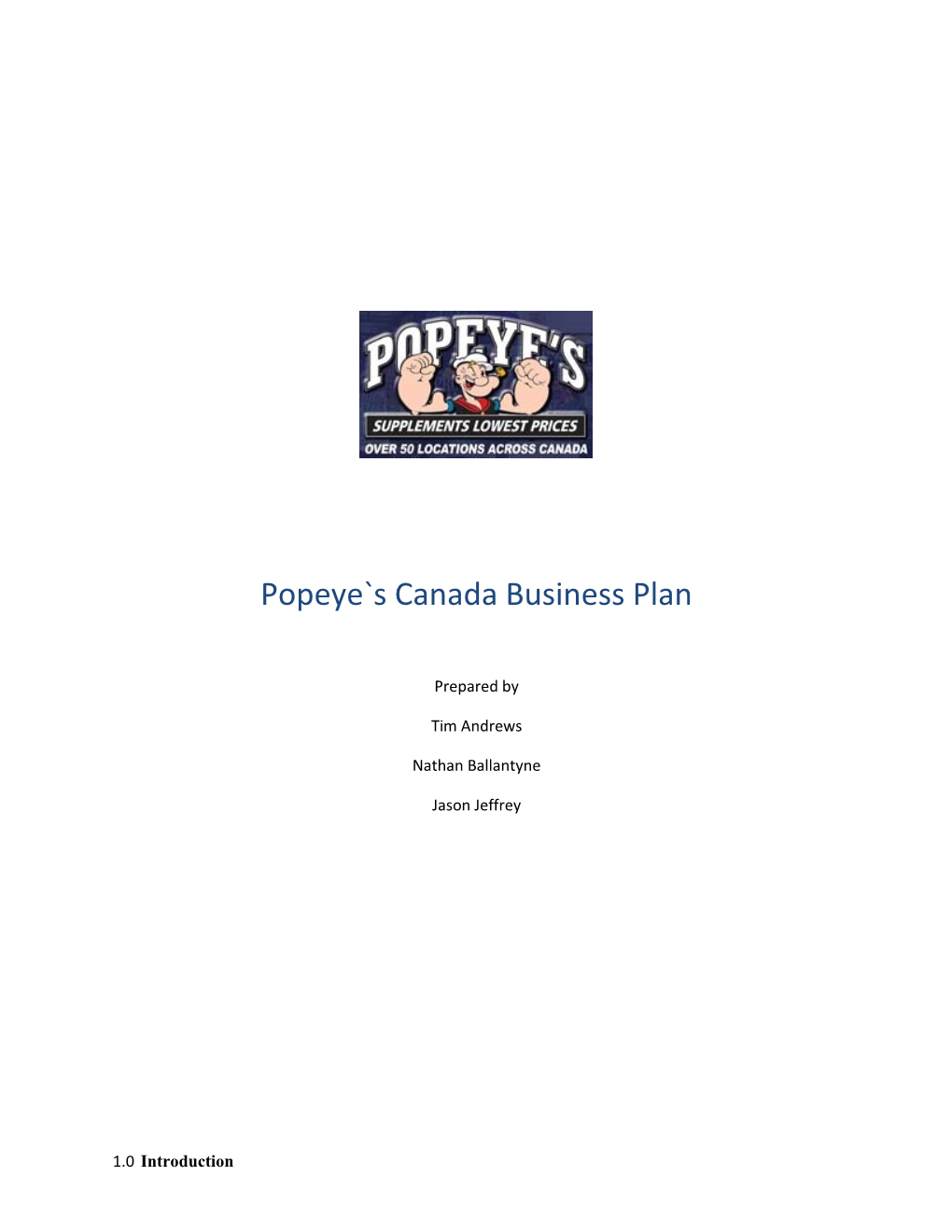 Popeye S Canada Business Plan