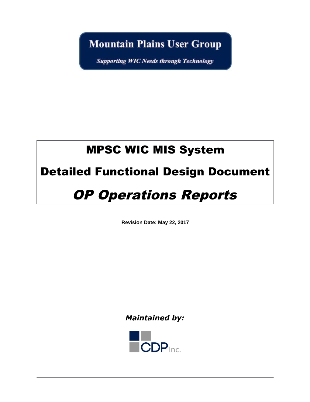 OP Operations Reports