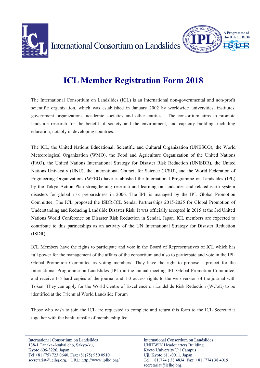 Iclmember Registration Form 2018