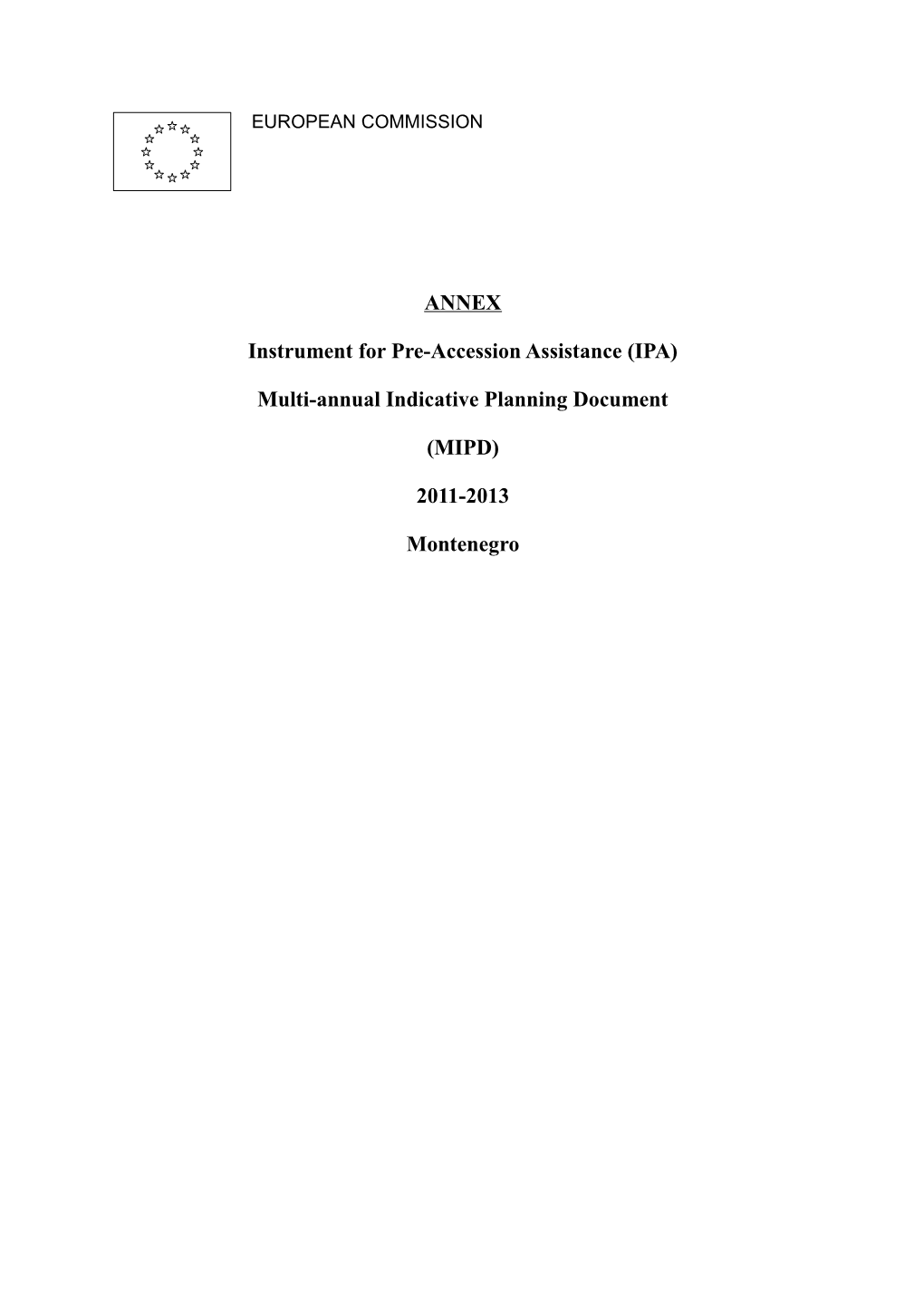 Multi-Annual Indicative Planning Document 2011-2013