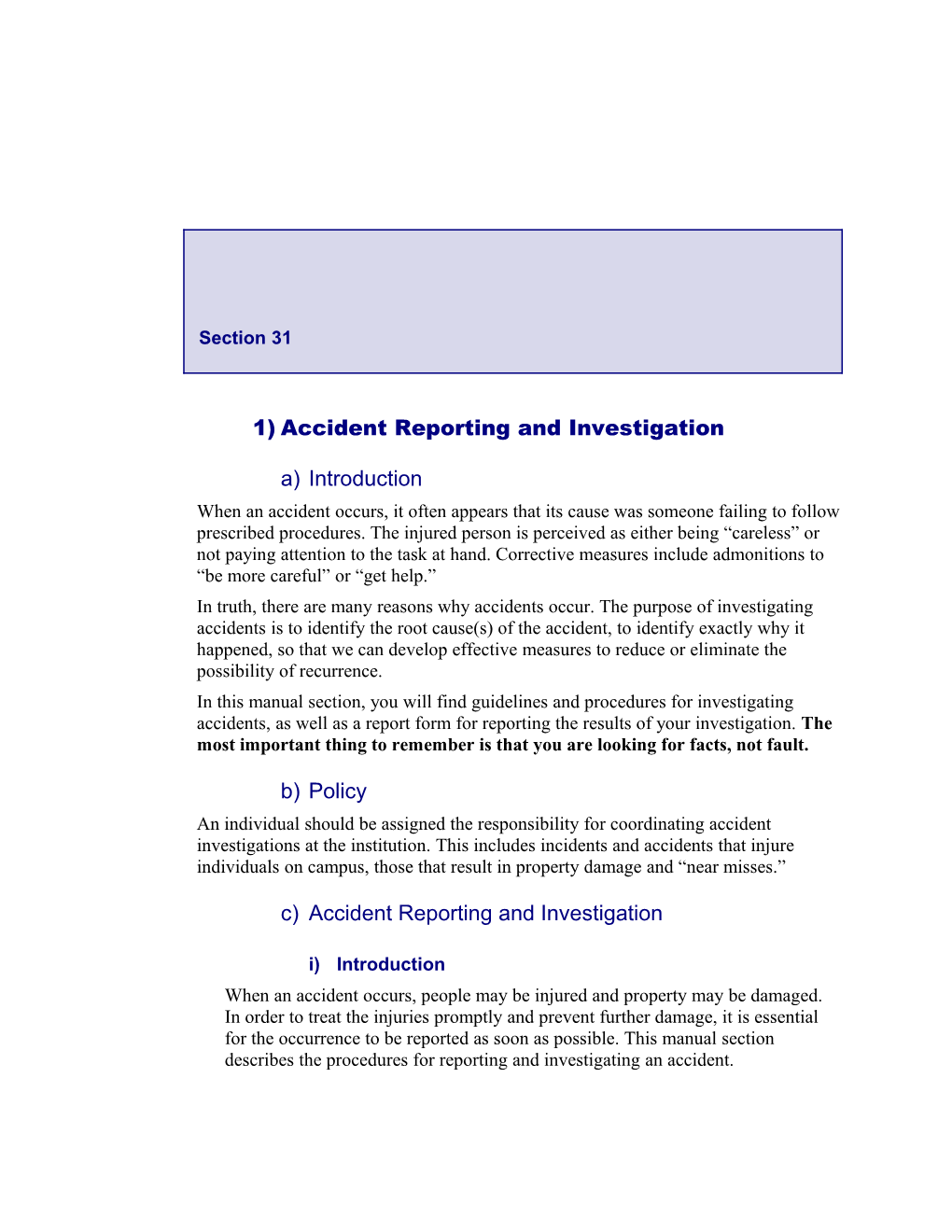 1)Accident Reporting and Investigation