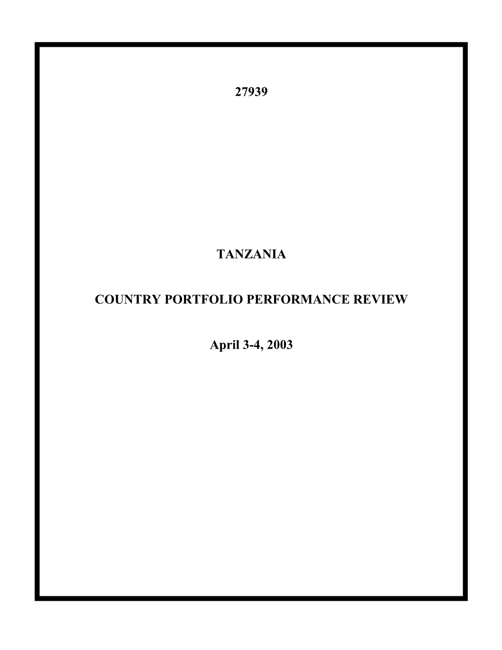 Country Portfolio Performance Review