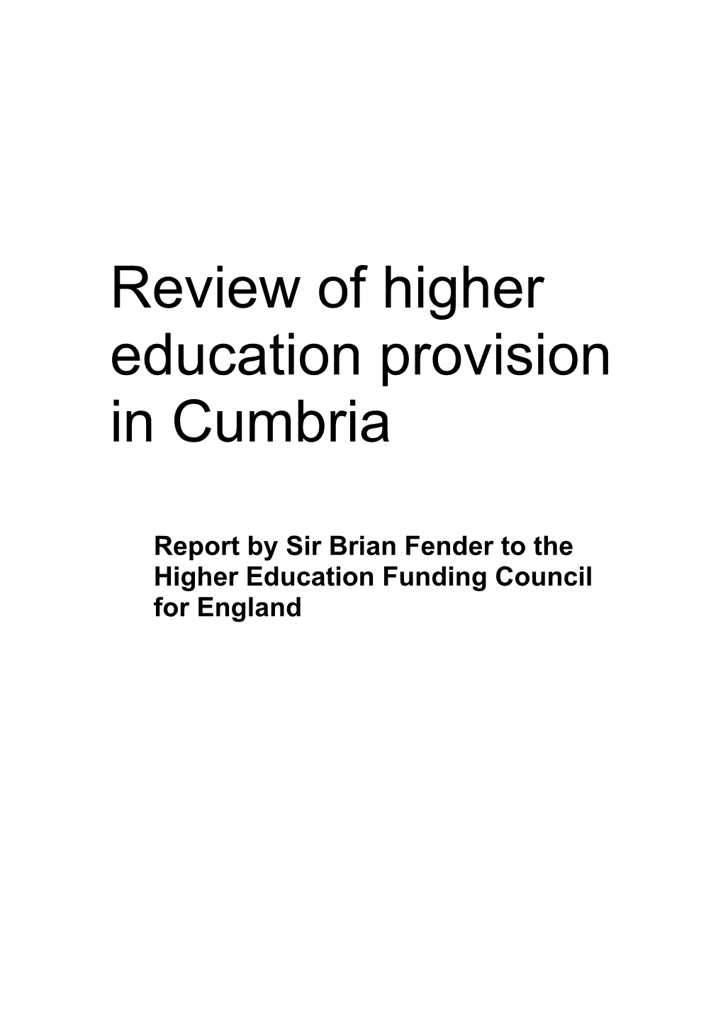 Review of Higher Education Provision in Cumbria