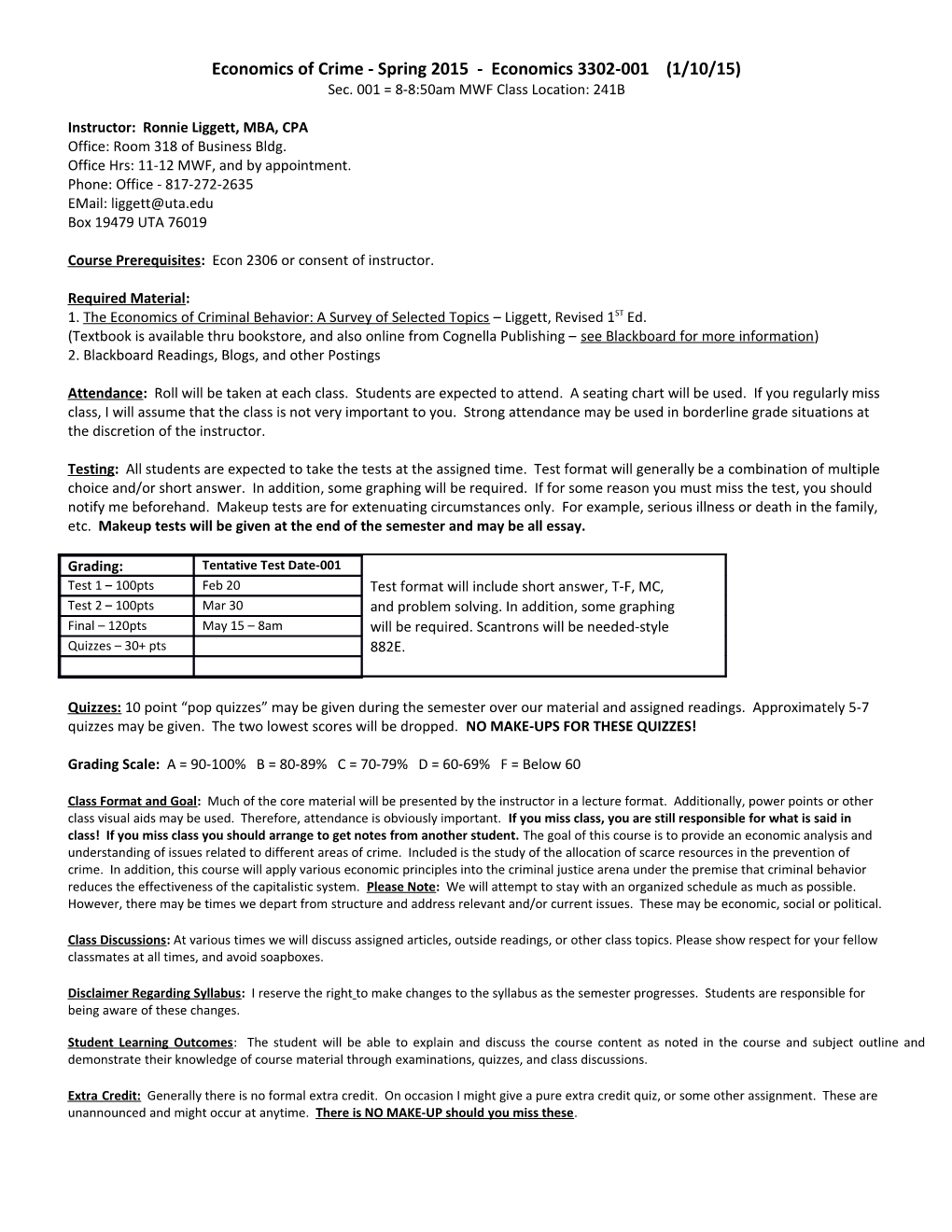 Economics of Crime - Spring2015 - Economics 3302-001 (1/10/15)